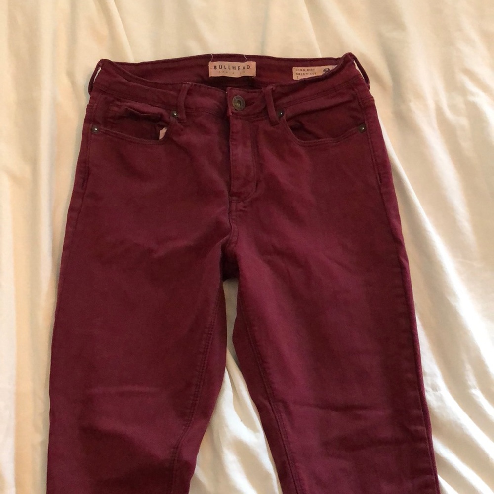 PACSUN Dark Red High Rise Skinny Jeans